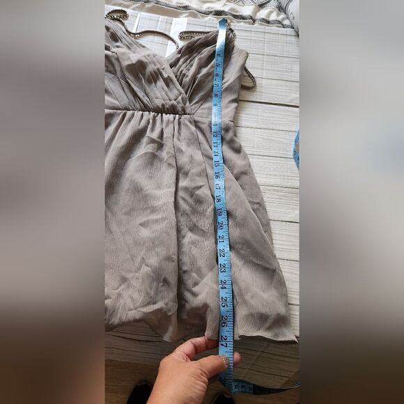 David's Bridal Rhinestones Straps Silver Mini Dress Size 0 - Picture 7 of 9